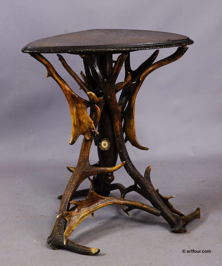 Antique Staghorn Occasional Table Austria Circa 1880
