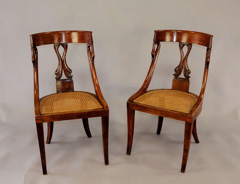 Pair of HandCrafted Biedermeier Chairs For Sale at 1stdibs