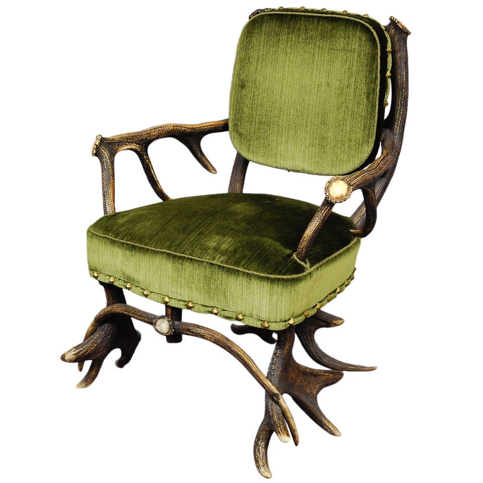 Antique Moose Antler Chair Austria Circa 1880