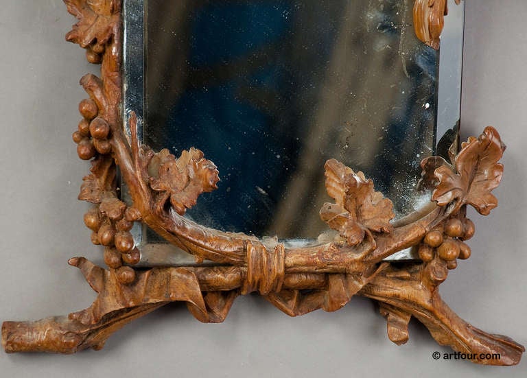 Unknown Handcarved Wood Dragon Mirror Circa 1900