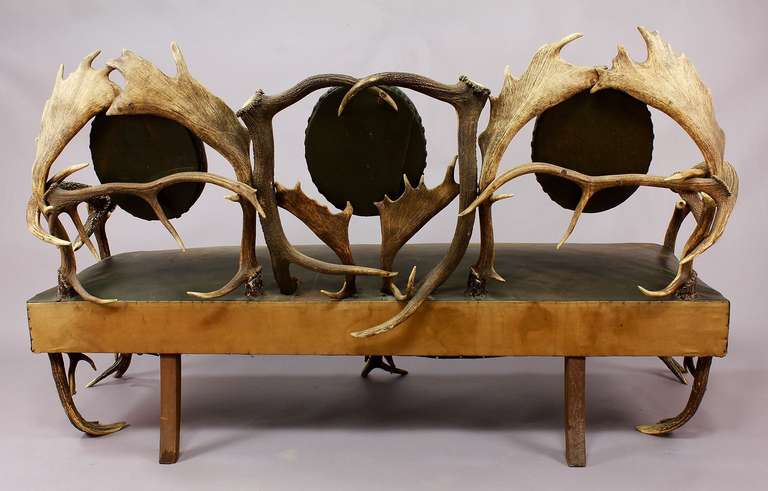 Antique Black Forest Threeseater Antler Couch Circa 1860 2