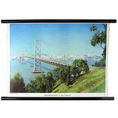 Vintage School Wall Chart of Oakland Bay Bridge in San Francisco