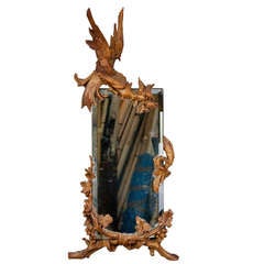 Handcarved Wood Dragon Mirror Circa 1900