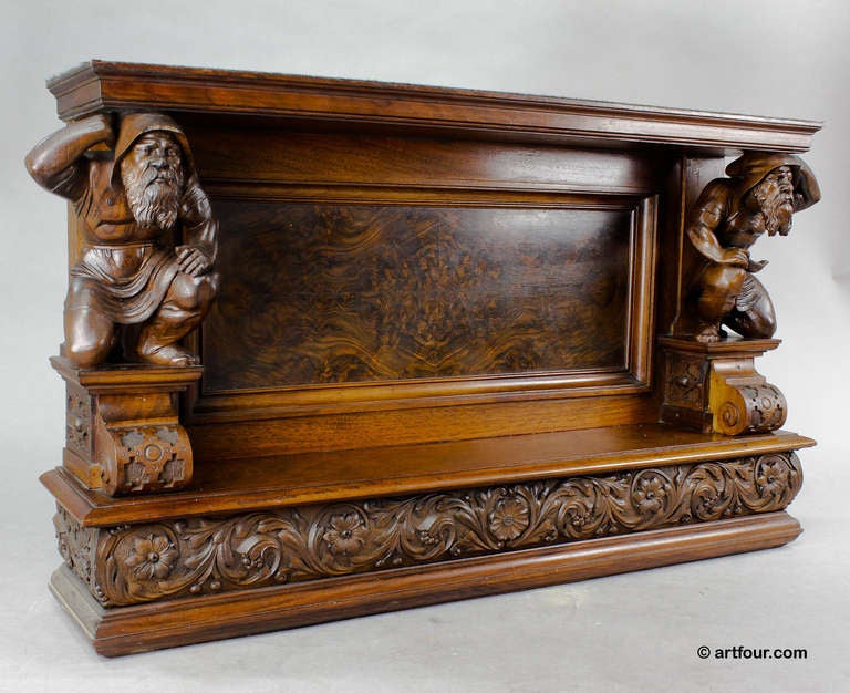 Antique Black Forest Console With Carved Dwarfs