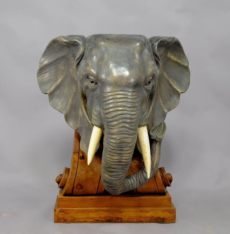Elaborate Carved Elephant Head Statue, circa 1910 at 1stDibs elephant