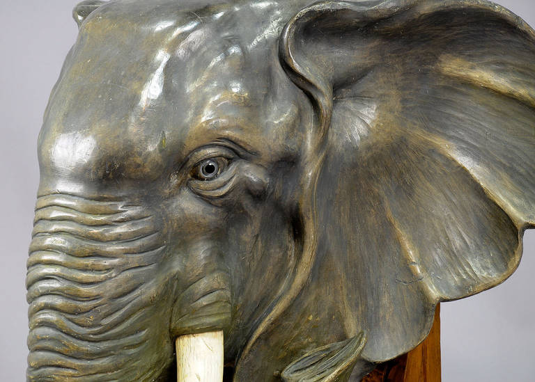 Elaborate Carved Elephant Head Statue, circa 1910 at 1stDibs elephant