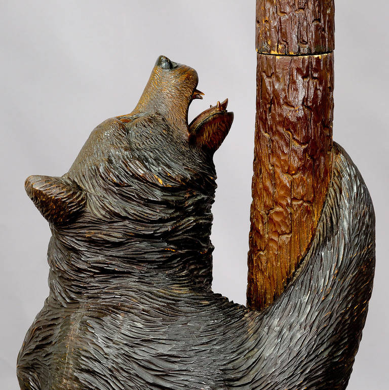 Exceptional Carved Wood Bear Hallstand, Brienz, Switzerland at 1stDibs