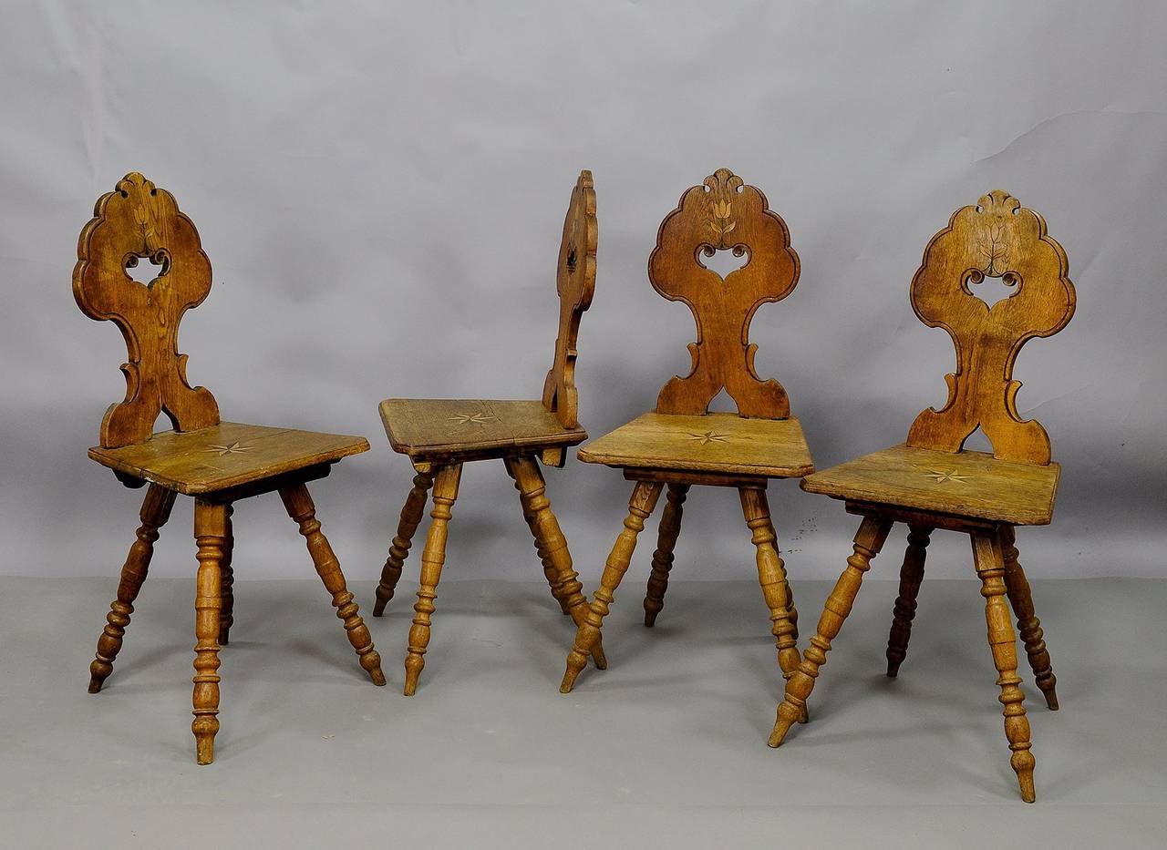 Set of Four Carved Renaissance Style Board Chairs 1