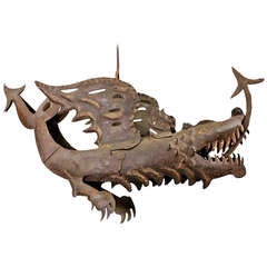 Large Dragon Shop Sign of Hand-Forged Iron, circa 1890 10