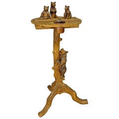 Antique Fantastic Carved Smoking Side Table with Bears