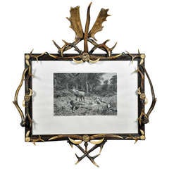Large Black Forest Antler Picture Frame 1870