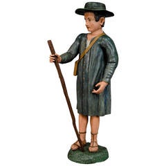 antique wooden carved statue of a shepherd 4