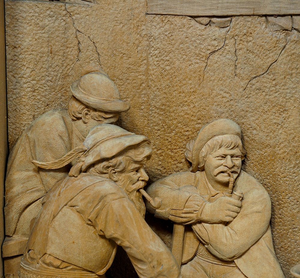 19th Century Finely Carved Wooden Diorama by Steiner Meran after Franz Defregger