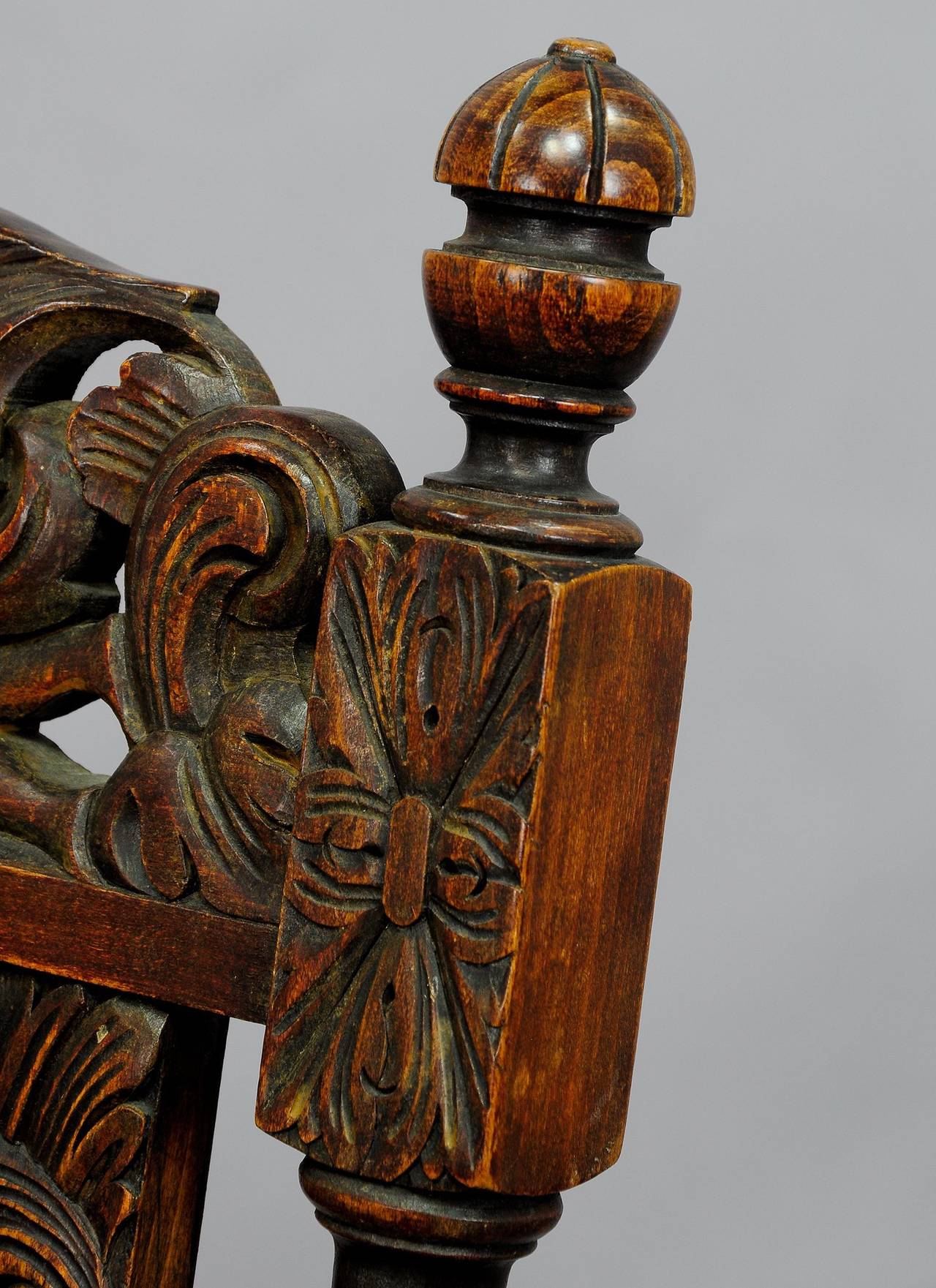 Pair of Carved Wood Armchairs with Great Cherub Carvings, circa 1900 3