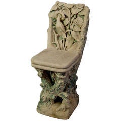 Figural Carved Sandstone Chair, Italy, 1910 7