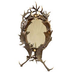 Black Forest Antler Standing Mirror, circa 1890 8