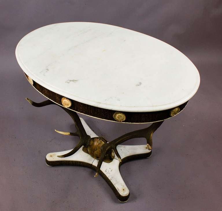 antique stag trophy antler table, austria, circa 1860 In Good Condition In Berghuelen, DE
