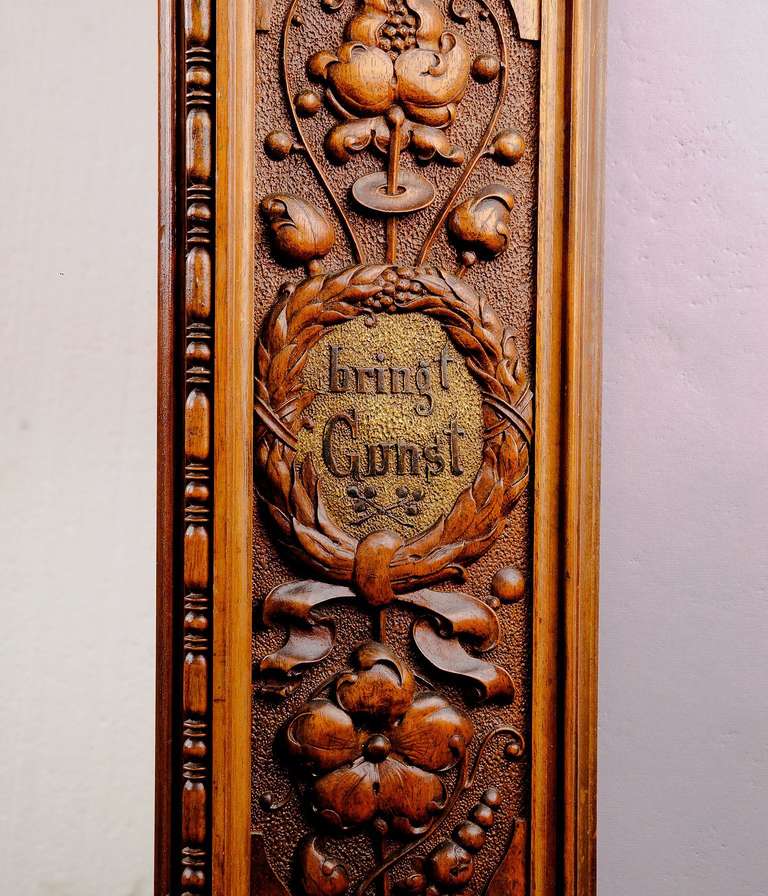 large mirror with wooden carved frame, partenkirchen 1888 In Excellent Condition In Berghuelen, DE