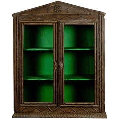 Antique Wooden Tramp Art Cabinet, circa 1900 5