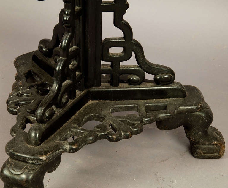 Carved Wood Elephant Flower Stand Chinese Chippendale Ca. 1900 1
