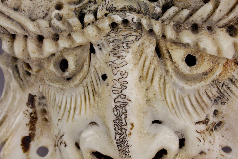 a set of three impressive carved deer skulls 2