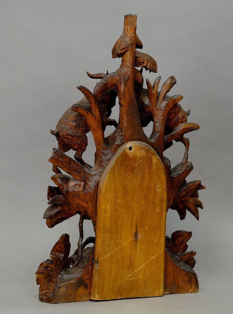 carved wood mountain goats mantle clock swiss brienz 1