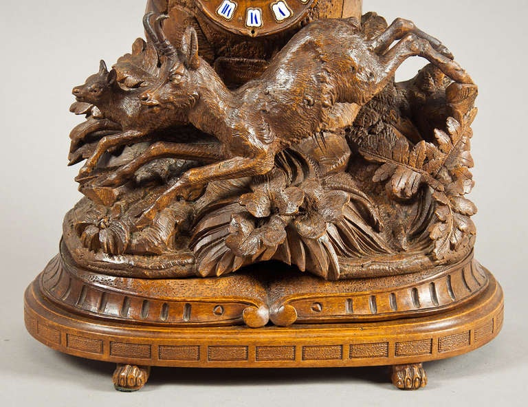 Carved Wood Eagle Clock with a Pair of Sidepieces Swiss 1900 1