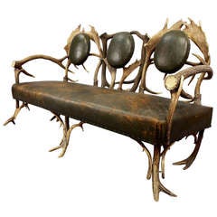 Antique Black Forest Threeseater Antler Couch Circa 1860