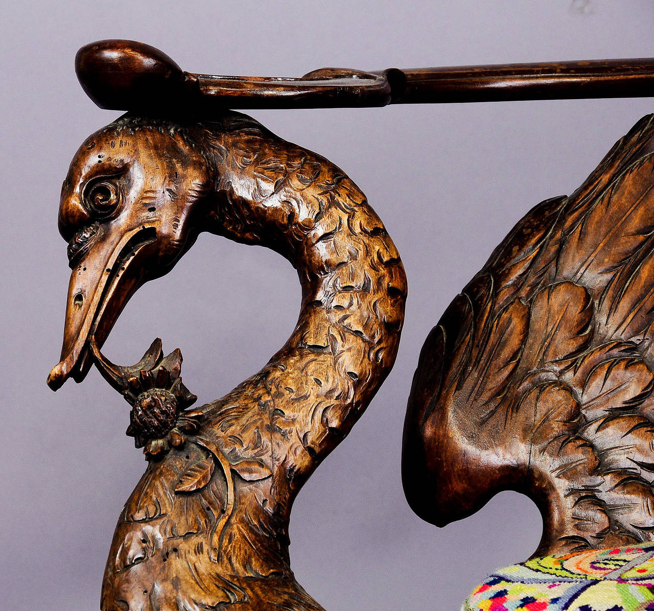 19th Century Carved Wood Swan Chair For Sale at 1stdibs