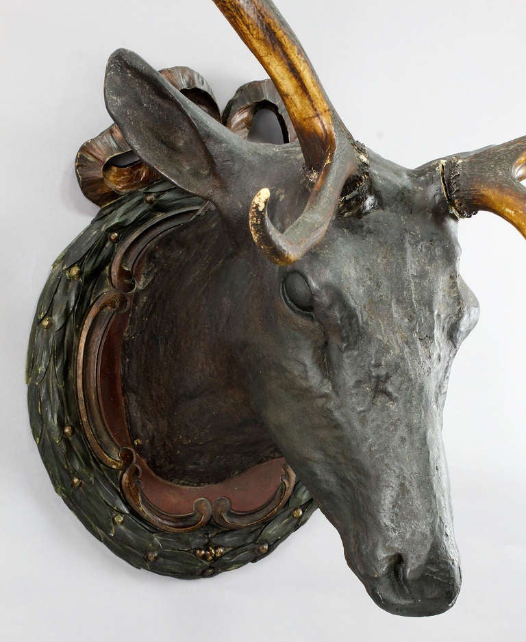 Large PapierMâché Stag Head, circa 1880 For Sale at 1stdibs