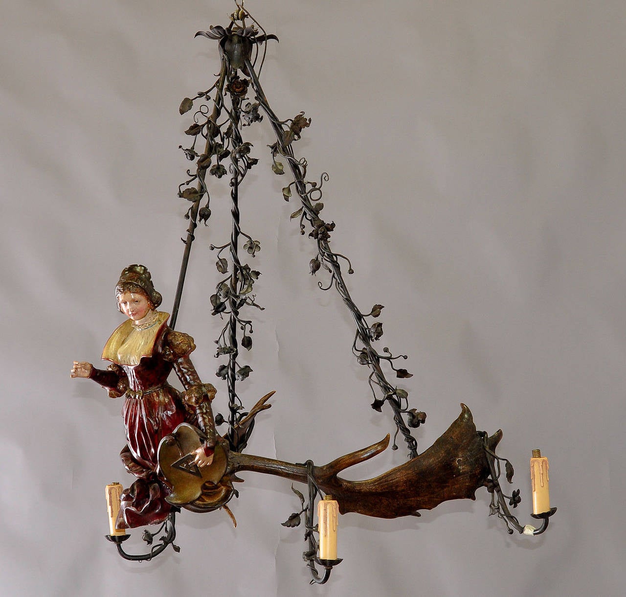 antique carved wood lusterweibchen of a victorian noble woman