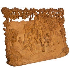 Pair of Fine Carved Wood Hunting Wall Plaques circa 1910
