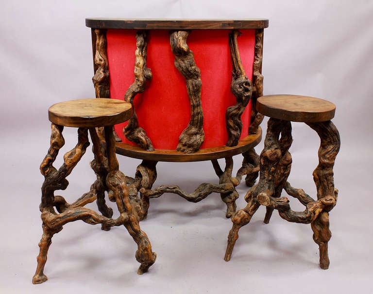 Vintage Wine Bar Made of Vines Wood For Sale at 1stdibs