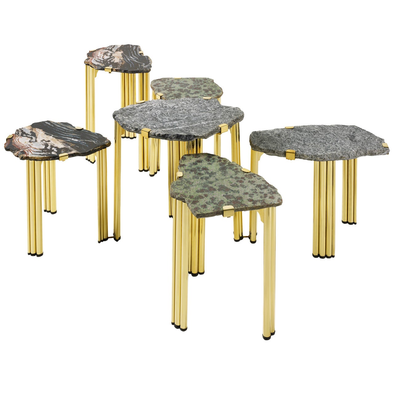 ‘Pathway Mix’ Set of Six Coffee or Side Tables by Taher Chemirik