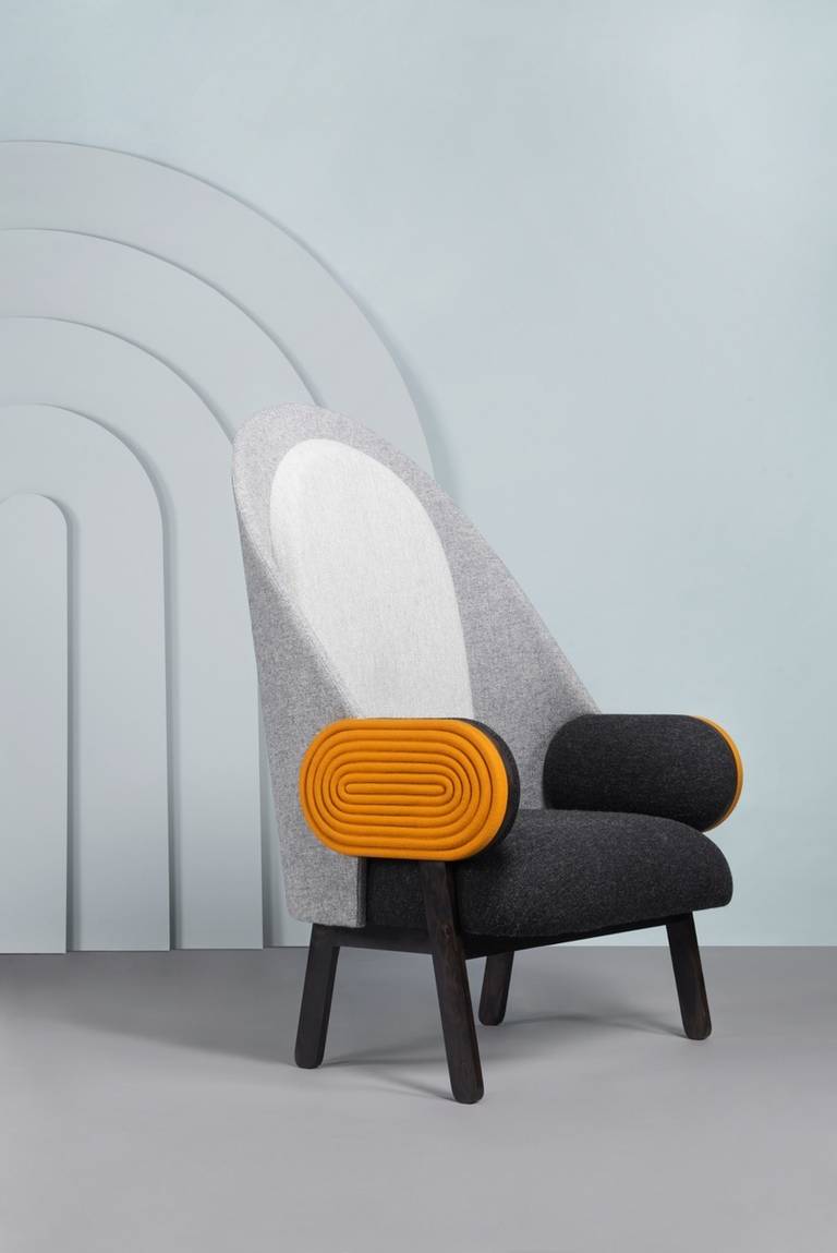 French Collectible Design 'Moon' Armchair, a Contemporary Piece with a Vintage Twist