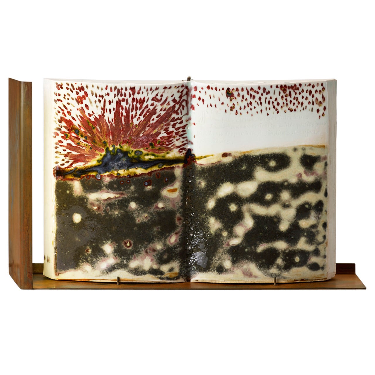 'Volcano Fire', a Unique Handmade Porcelain Book and Table Lighting Sculpture
