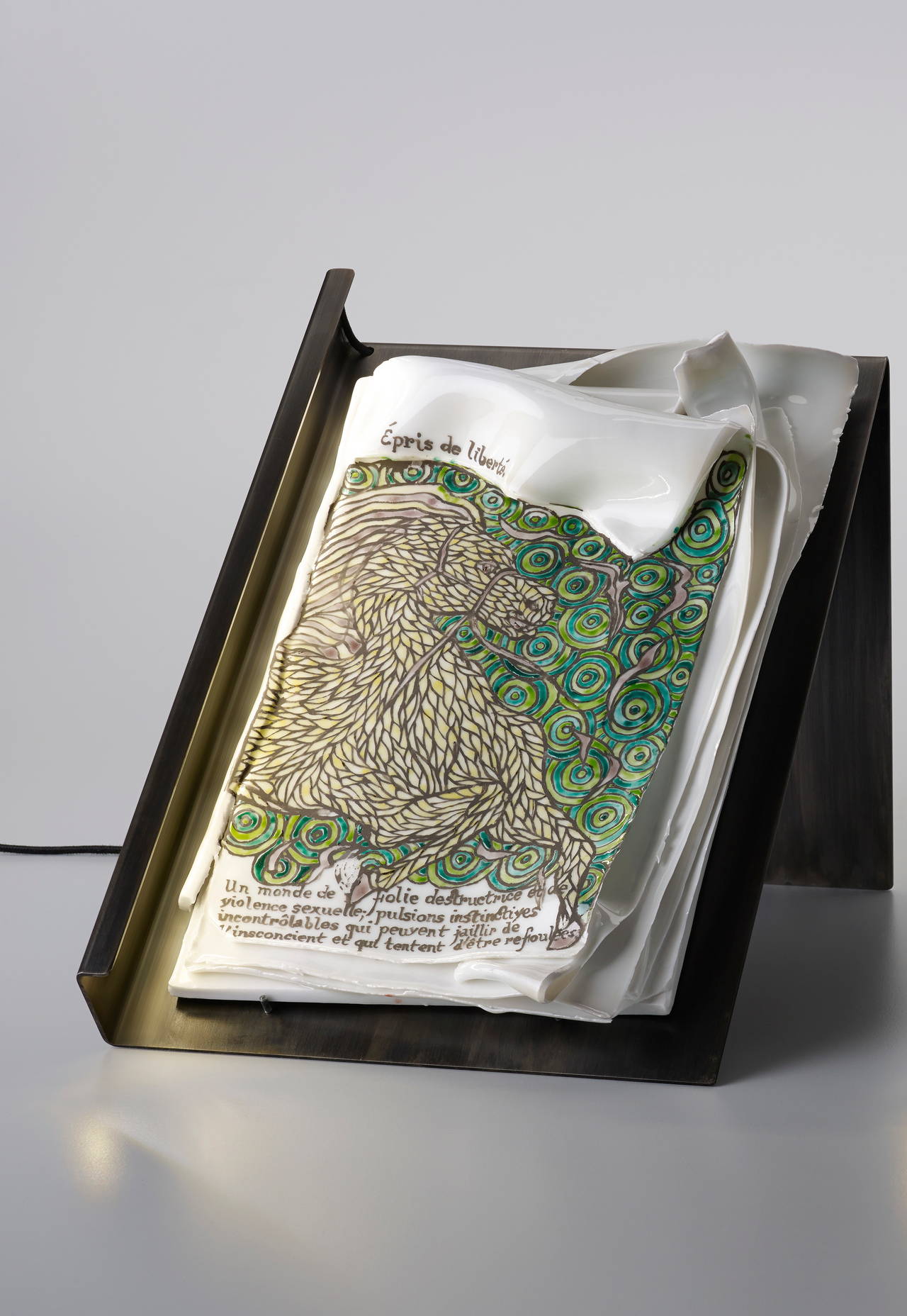 'Horse', a Unique Handmade Porcelain Book and Table Light Sculpture For