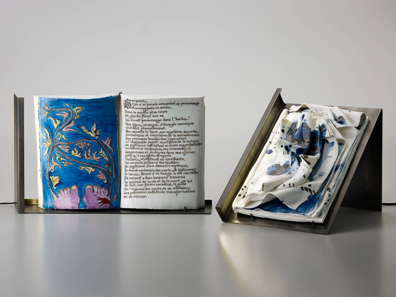 Chinese 'Serpent', a Unique Handmade Porcelain Book and Table Light Sculpture - In Stock
