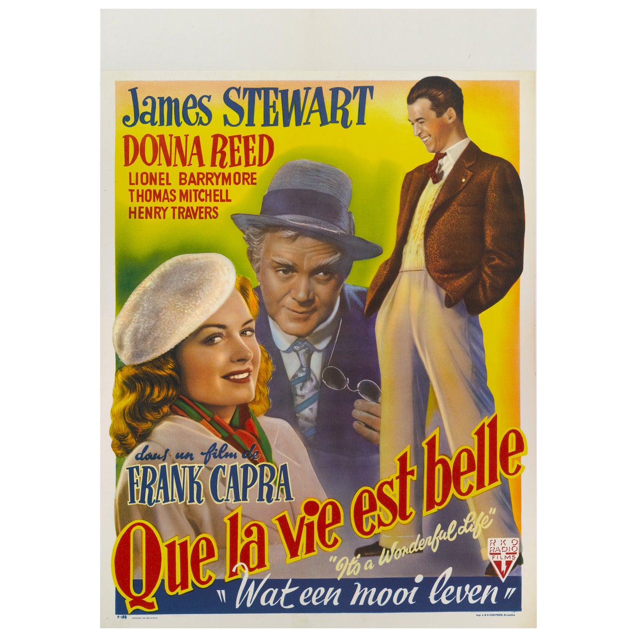 Que la vie est belle "It's a Wonderful Life, " Original Belgian Movie Poster  For Sale