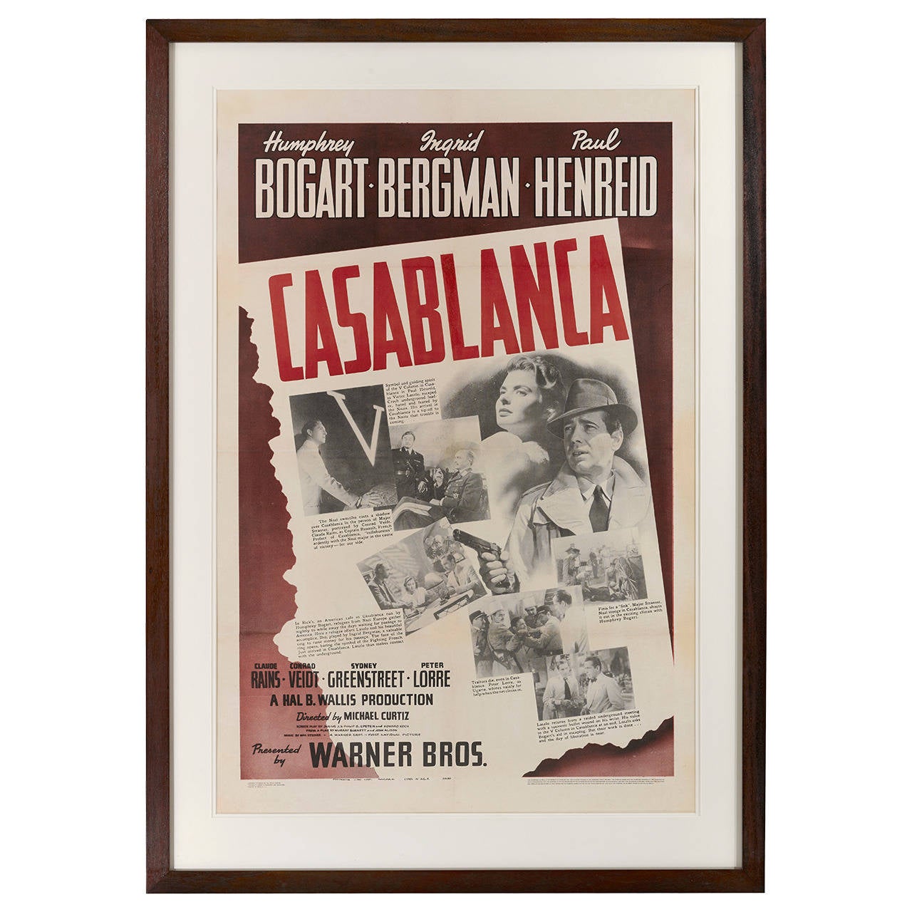 Original US Movie poster for the timeless classic Casablanca (1942)
This is one of the most collected titles and it is extremely hard to find any original release paper on this title.