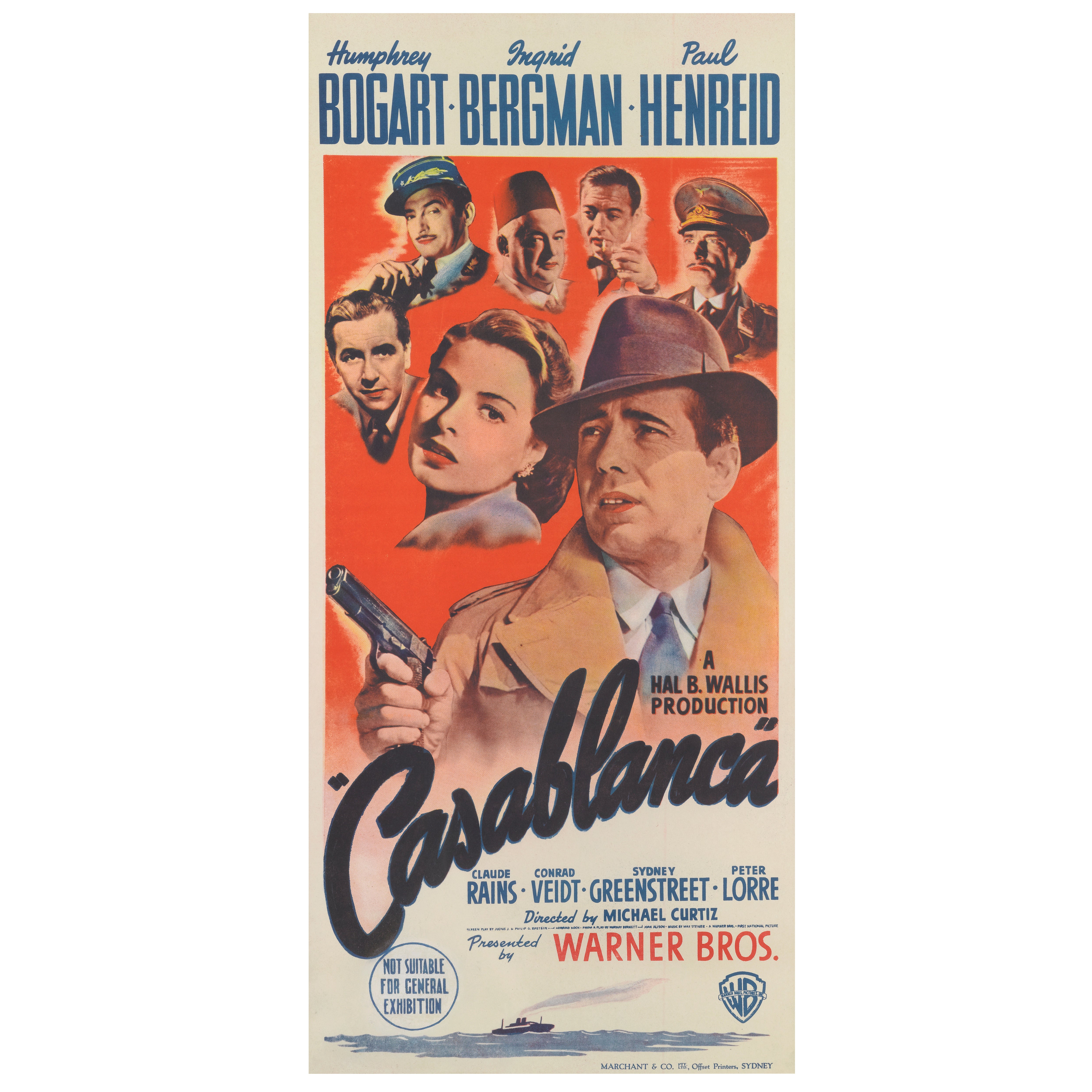 "Casablanca" Original Australian Film Poster