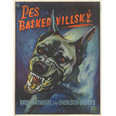 Vintage "The Hound of the Baskervilles, Pes Baskervillský" Czechoslovakian Film Poster