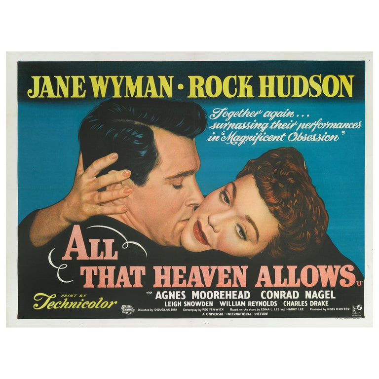 All That Heaven Allows Rock Hudson Jane Wyman Romantic Pose 1955 Or 24x36 Poster