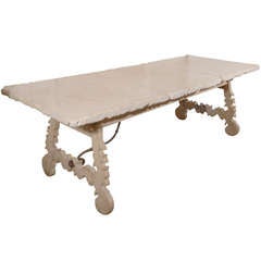 19th c. Bleached Oak Trestle Table