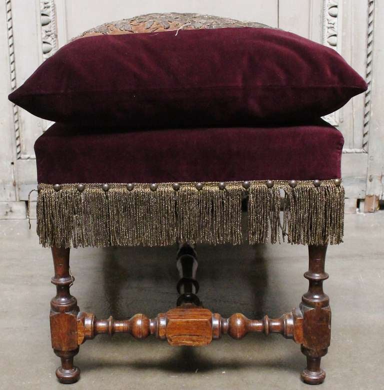 Pair of 17th Century Spanish Benches with Metallic Embroidery In Good Condition In Dallas, TX