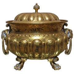 Grande jardinière française du 19ème siècle en bronze de style Louis XVI avec couvercle