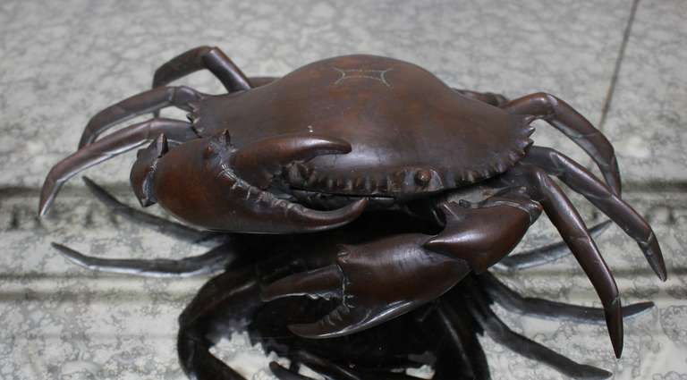 French Bronze Crab Inkwell