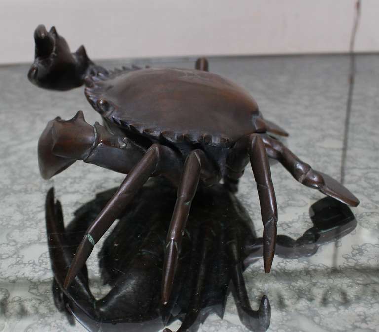 Bronze Crab Inkwell In Good Condition In Dallas, TX