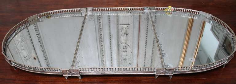 A French Louis XVI Silvered Bronze and Mirrored Three Piece Plateau In Good Condition In Dallas, TX