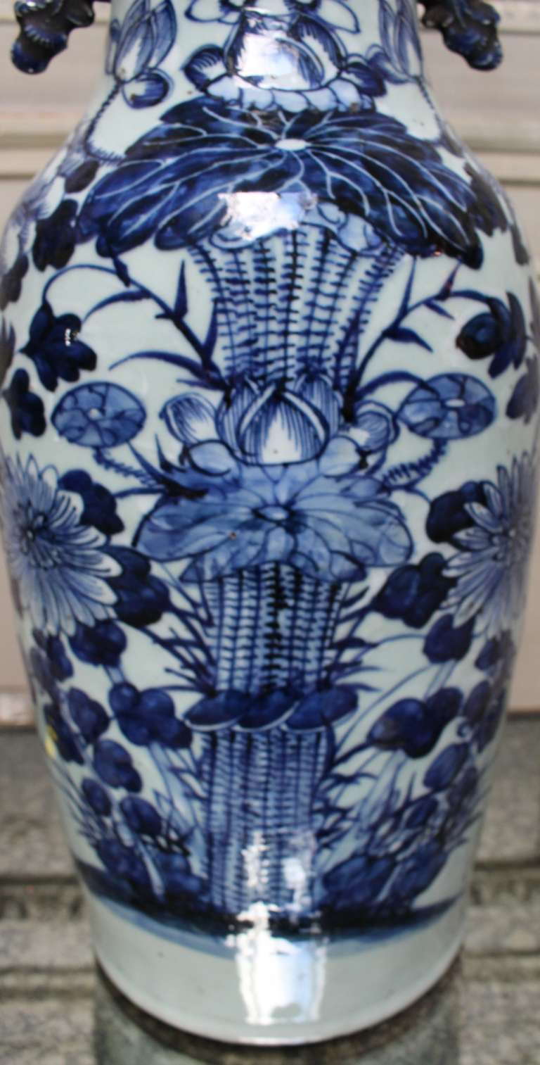Blue and White Chinese Porcelain Vase with Floral Design 1